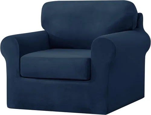 Vista 42 de UNBBRRL Fundas de sofá de 3 piezas para sofá, funda de terciopelo elástico para sillón con 1 funda de cojín de asiento y 1 funda de respaldo