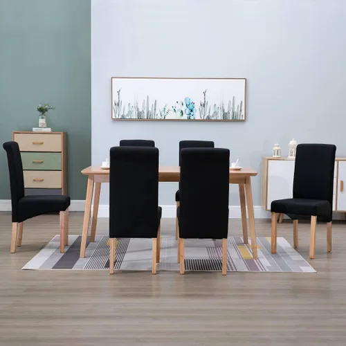Vista 19 de Set of 4 Black Fabric Dining Chairs with Solid Wood Legs Mid Century Modern Ergonomic Kitchen Side Chairs 8.5x6.5x14.9 in for Dining Room Living Room