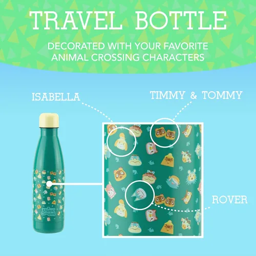 Vista 3 de Paladone Animal Crossing Botella de agua, estándar, multicolor, metal