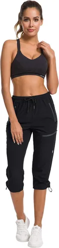 Vista 6 de ChinFun Pantalones capri de senderismo para mujer, de secado rápido, estilo cargo, recortados, resistentes al agua, UPF 50+