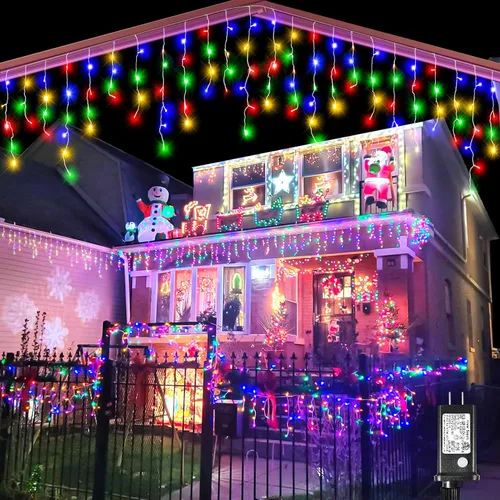 Vista 15 de Luces de Navidad de Carámbanos para Exteriores, 33 pies 400 Luces LED de Carámbanos para Exteriores, Luces Centelleantes Enchufables para Interiores