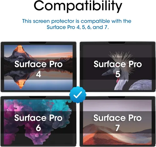 Vista 2 de amFilm Paquete de 2 protectores de pantalla de vidrio templado para Microsoft Surface Pro 7, 6, 5, 4 (12.3 pulgadas)