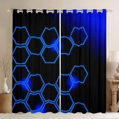 Vista 13 de Cortinas de oscurecimiento rojas y negras (2 paneles, 38 x 45 pulgadas), cortinas de panal para dormitorio, sala de estar, decoración de niños