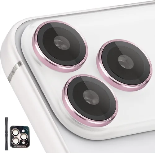 Vista 17 de Protector de Lente de Cámara para iPhone 17 Pro/17 Pro Max, Protector de Cámara de Vidrio Templado Individual con Bandeja de Instalación Compatible