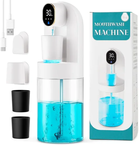Vista 8 de Dispensador automático de enjuague bucal para baño, dispensador inteligente de enjuague bucal de 21.12 onzas sin contacto, juego de accesorios