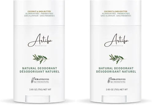 Vista 6 de Desodorante natural, sin aluminio para mujeres y hombres con probióticos, aceite de coco, manteca de karité 2.65 oz (75 g)