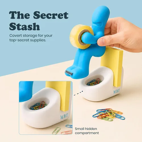 Vista 5 de Dispensador de cinta adhesiva The Butt – Regalos divertidos para hombres – Cosas raras, accesorios de escritorio para hombres – Novedad y divertidos