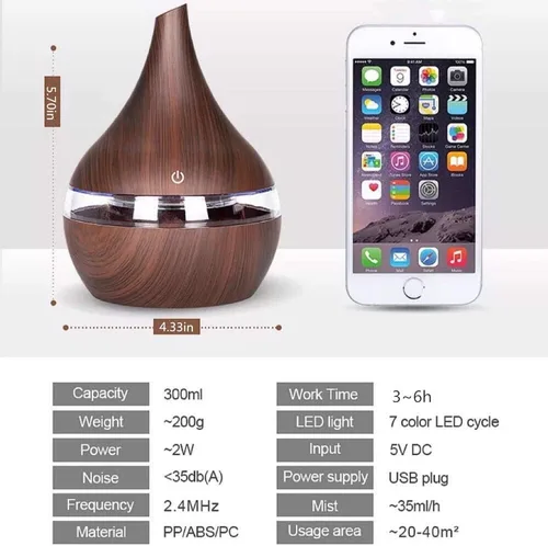 Vista 3 de New Excellence Home Humidificador USB de 10.1 fl oz, interruptor táctil, difusor interior con 7 luces LED, adecuado para sala de estar, dormitorio