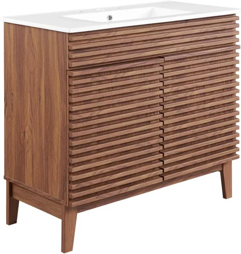 Vista 52 de Modway Render 23.5" tocador de baño en nogal (lavabo no incluido)