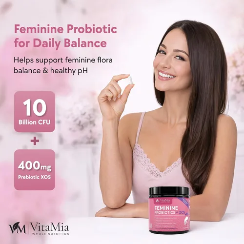 Vista 2 de VitaMia - Probióticos femeninos para mujeres: probióticos para mujeres, cuidado femenino avanzado con 10 mil millones de UFC más prebióticos XOS