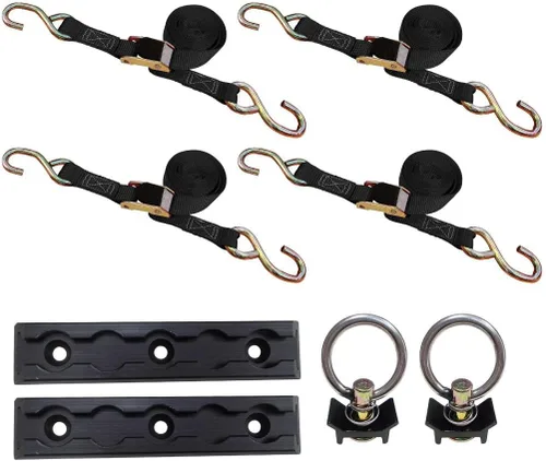Vista 22 de Mega Cargo Control - Hebilla de leva resistente de 1" x 6' con ganchos S recubiertos de negro - WLL 400 lbs. Paquete de 4