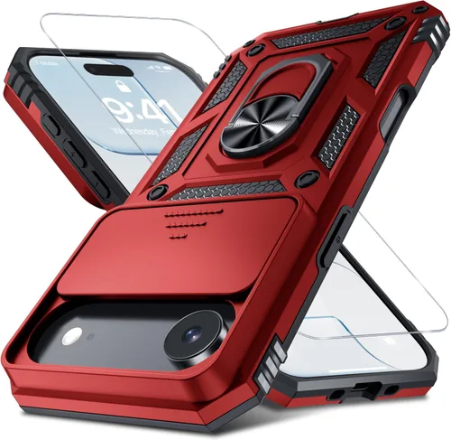 Vista 46 de Janmitta Funda para iPhone 8 Plus/7 Plus/6 Plus, Cubierta de Teléfono con Cubierta Deslizante Integrada para Lente de Cámara + Protector