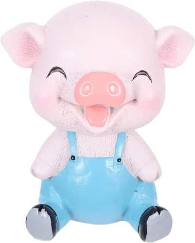 Vista 2 de EXCEART Adorno de cerdo con forma de cabeza de bobblehead, decoración de cerdito tembloroso para tablero de instrumentos de automóvil, escritorio