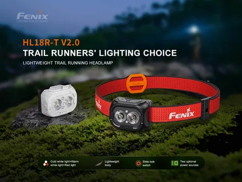 Vista 2 de Fenix HL18R-T V2 USB recargable 800 lúmenes LED para corrertrail running faro con cable de carga USB EdisonBright