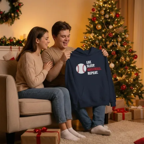 Vista 2 de Tstars Sudadera con capucha Eat Sleep Baseball Repeat para hombre, regalo para fanáticos, entrenadores, jugadores, ropa para el día del juego