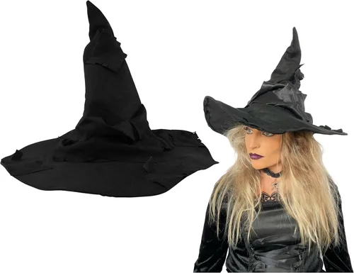 Vista 3 de Nicky Bigs Novelties Tattered Witch Hat, Adult Wizard Costume Accessories Negro