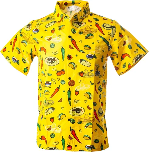 Vista 6 de Funny Guy Mugs Camisa de manga corta con botones y estampado hawaiano para hombre