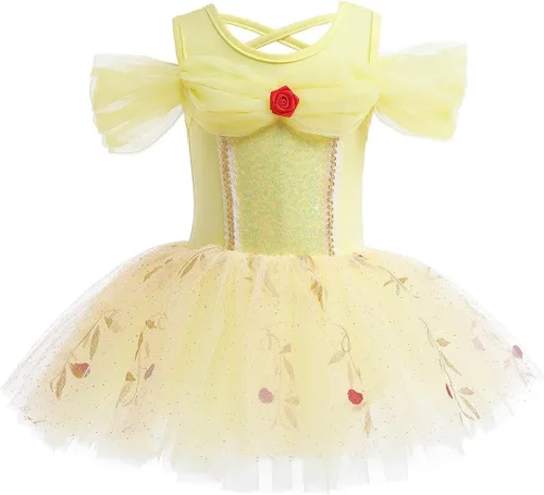 Vista 14 de Leotardos de princesa para niñas con falda de ballet y tutú para Halloween, Navidad, fiesta de cumpleaños, vestido elegante