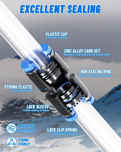 Vista 11 de 32 piezas de accesorios de línea de freno de aire de latón DOT surtido de 1/4" 3/8" 1/2" kit de accesorios de línea de aire de empuje para conectar