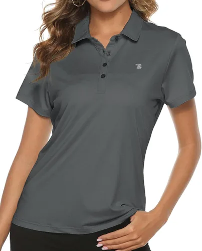 Vista 9 de TBMPOY Camisetas polo de golf de manga corta para mujer, ligeras, con absorción de humedad, con cuello, T-shirt de secado rápido de 4 botones