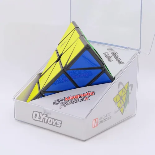 Vista 2 de Bukefuno QY Toys MS Series - Cubo magnético de velocidad pirámide de 3 x 3 pulgadas, QY MS M Pyraminx Mofangge Speed Cube (versión negra)