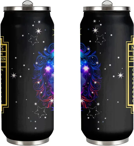 Vista 2 de Aquarius - Vaso de acero inoxidable del zodiaco para hombres y mujeres, regalo de cumpleaños para fanáticos de la astrología con tapa con pajilla