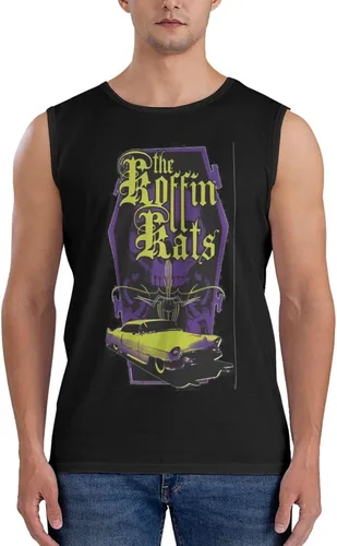 Vista 2 de COIRBLISS Koffin Kats - Camiseta sin mangas para hombre, cuello redondo, ajuste holgado, para gimnasio, entrenamiento, músculos, camiseta sin mangas