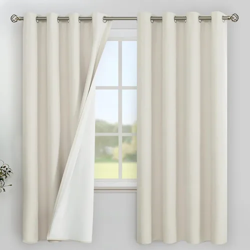 Vista 141 de YoungsTex - Cortinas 100% opacas para dormitorio, con aislamiento térmico y ojales, cortinas oscuras negras con capa pesada para ventana de sala