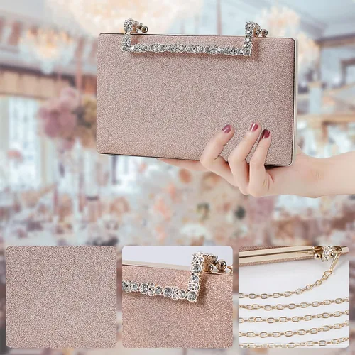 Vista 5 de Bolso de mano con purpurina para mujer, bolso de noche con lentejuelas, bolso brillante para novia, boda