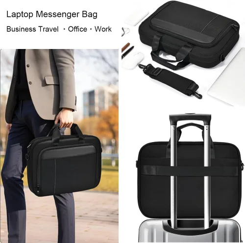 Vista 7 de zhongningyifeng Maletín para portátil de negocios de 14-15.6 pulgadas, bolsa de mensajero multifuncional impermeable para viajes y oficina