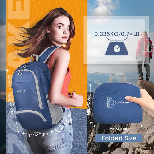 Vista 2 de Zomake - Mochila ligera de 30 l, resistente al agua, para senderismo, viajes, plegable, para camping y al aire libre