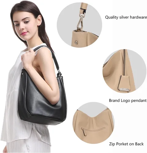 Vista 5 de DAVIDJONES - Bolso tipo Hobo de piel sintética suave para mujer, bolso cruzado mediano, bolso de hombro con asa superior, Bolso Hobo clásico simple