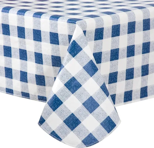 Vista 9 de Mantel de vinilo desechable con reverso de franela, impermeable, patrón de copo de nieve y reno (60 pulgadas, 2-4 asientos)