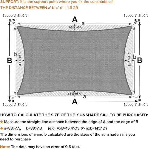 Vista 6 de Artpuch Parasol para el sol, 10 x 16 pies, rectangular, gris claro, borde curvo, tela de grado comercial de 6.53 oz/m² de polietileno de alta
