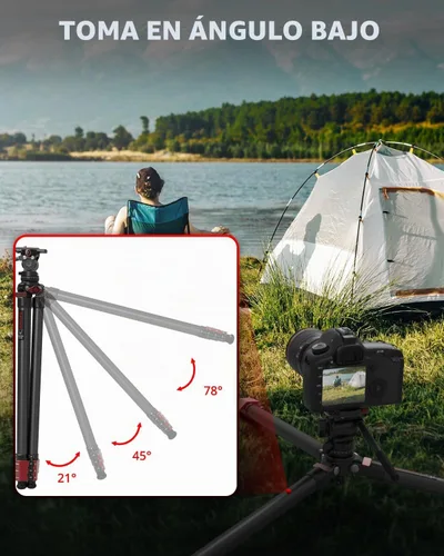 Vista 3 de IFOOTAGE Gazelle - Trípode de viaje TA3B con cabezal de fluido Komodo K3,62/62.0 in Kit de trípode de aleación de aluminio para cámara, teléfono