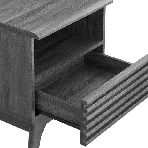 Vista 4 de Modway Render Mid-Century - Mesita de noche moderna con un cajón, color carbón Carbón vegetal