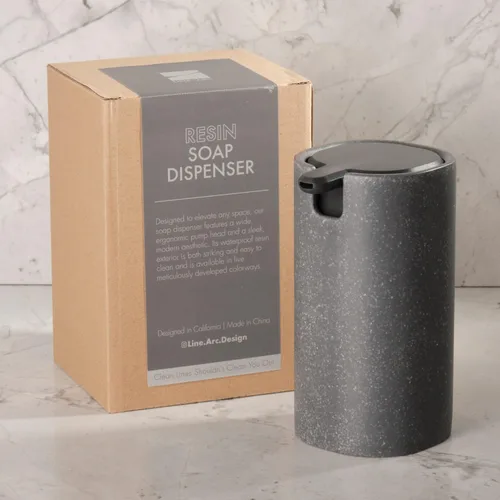 Vista 6 de LINE+ARC Moderno Dispensador de Jabón Fácil de Presionar (Ártico). Lindo Dispensador de Loción Líquida para Baño, Cocina y Fregadero en Mármol Azul