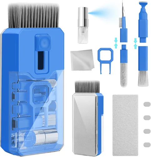 Vista 9 de Ordilend Kit de limpieza de teclado, limpiador de laptop, kit de limpieza de cámara de computadora todo en uno, herramienta de cepillo, limpiador