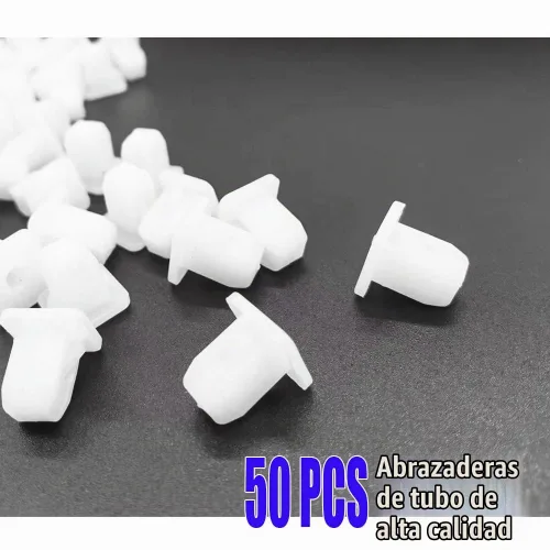 Vista 3 de 50 piezas de clips de retención de parachoques de coche, remaches de plástico cuadrados blancos para forro de guardabarros, clips de parachoques