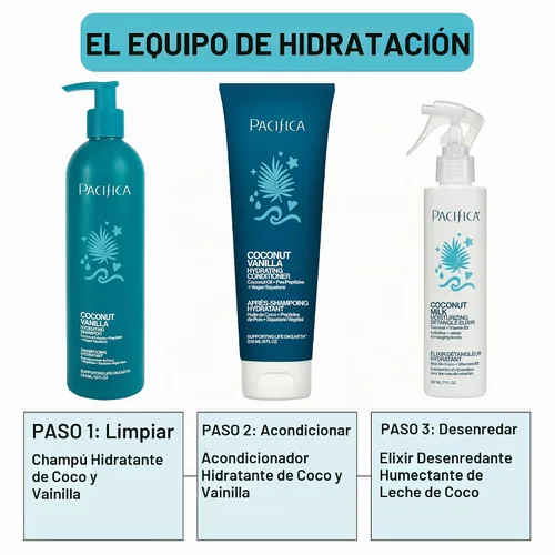 Vista 13 de Pacifica Beauty, elixir desenredante de leche de coco, aerosol desenredante, acondicionador sin dejar en acondicionador, coco, vitamina B