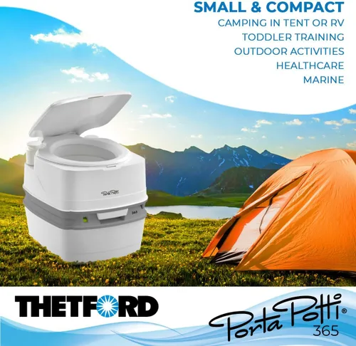 Vista 4 de Porta Potti Thetford Porta Potti 365 Inodoro portátil (para autocaravanas, barcos, acampada, furgonetas, camiones, atención sanitaria) 92820, Blanco