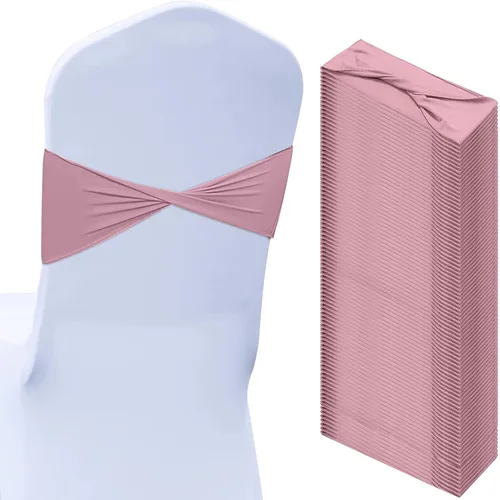 Vista 14 de Kinlop 50 Piezas Bandas de Spandex para Sillas Lazos Bandas para Sillas Bandas Deslizantes para Fundas Bandas Elásticas Lazos Sin Hebilla Azul