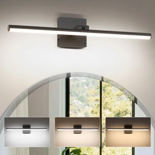 Vista 18 de Lámpara LED para tocador de baño, moderna lámpara de baño sobre el espejo (blanco frío 6000 K), barra de luz de tocador con ángulo ajustable, 24