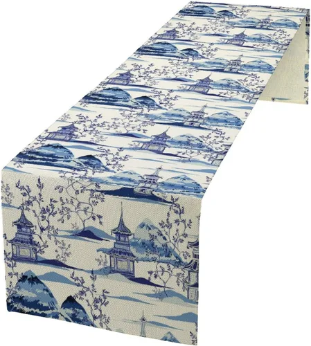 Vista 37 de Camino de mesa de dragón chino, Asia mitológico abstracto, camino de mesa para cocina, comedor, boda, fiesta, vacaciones, 13 x 36 pulgadas