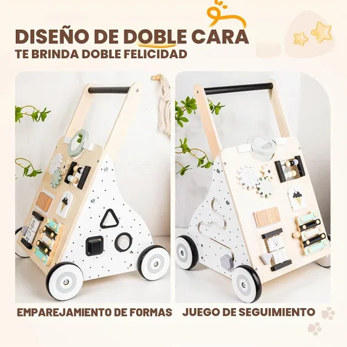 Vista 4 de RedSwing Andador de madera para bebés, blanco Montessori - Andador para niños pequeños, juguete de aprendizaje antivuelco, regalo perfecto de primer