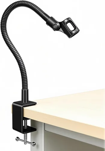 Vista 8 de Soporte de micrófono flexible de cuello de cisne de 6 pulgadas con abrazadera de escritorio resistente para podcast, reuniones, conferencias