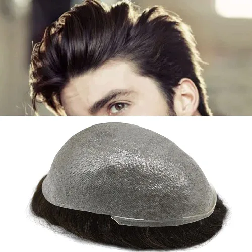 Vista 25 de Hombres Toupee Europea Real Cabello Humano Pieza Todo V-looped 0.002 in Piel Ultra Delgado Toupee para Hombres Sistema de Reemplazo de Cabello