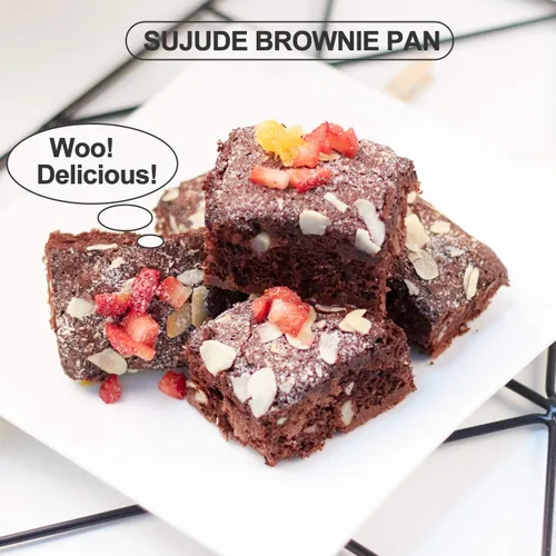 Vista 7 de Sartén para brownie con divisores antiadherentes para brownies, haz 18 brownies precortados a la vez, bandeja para hornear brownie individual