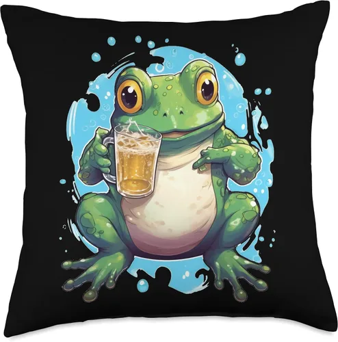 Vista 5 de Beer and Frog Beer Drinking Gifts Beber Funny Beer Drinker Frogs Toad Anfibian - Almohada de 16 x 16 pulgadas, multicolor