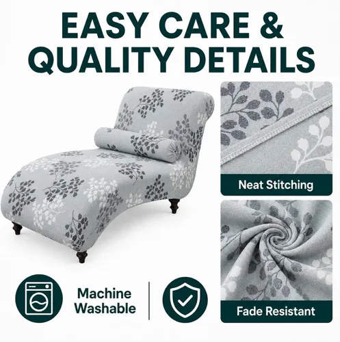 Vista 6 de Funda Impresa para Chaise Lounge sin Brazos Interior Funda Elástica para Silla para Sala de Estar Dormitorio Funda Elástica sin Brazos para Chaise